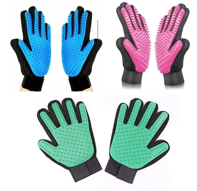 Pet Hair Remover Glove Brush Dog Cat Grooming Massage Mitt Deshedding Glove NIP