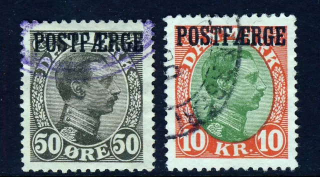 DENMARK 1922-30 Parcel Post POSTFAERGE Ovpts 10ore & 10Kr SG 215 & SG 219 VFU