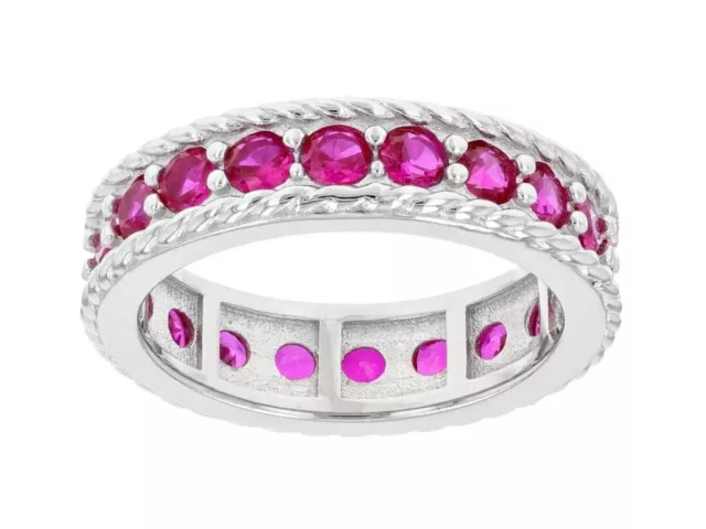 Natural Ruby Gemstone Band Ring 925 Solid Sterling Silver Ring Gift For Birthday