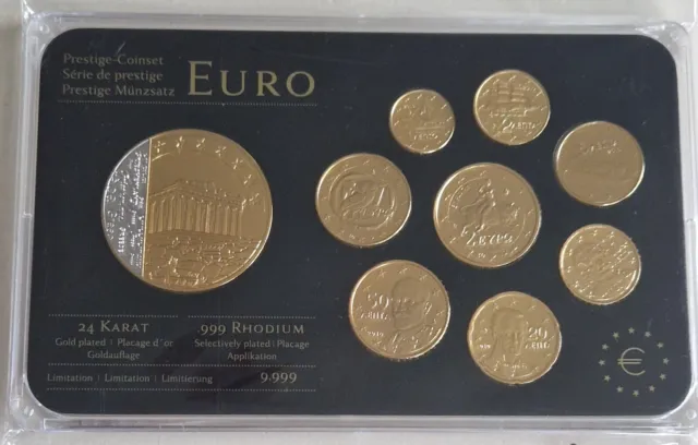 Griechenland KMS Euro Gold Plated &Rhodium Prestige Specimen Set