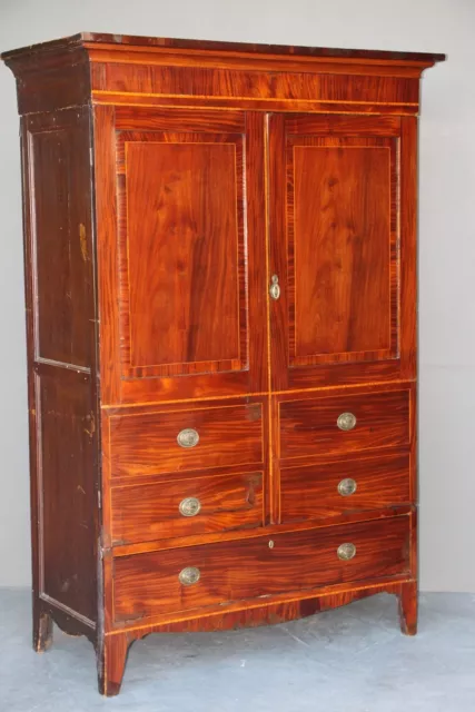 Big antique English Georgian wardrobe 1770 original patina interior armoire draw