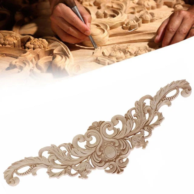 Wood Carved Corner Onlay Applique Unpainted Frame Decal Wooden Style Europe B2L3