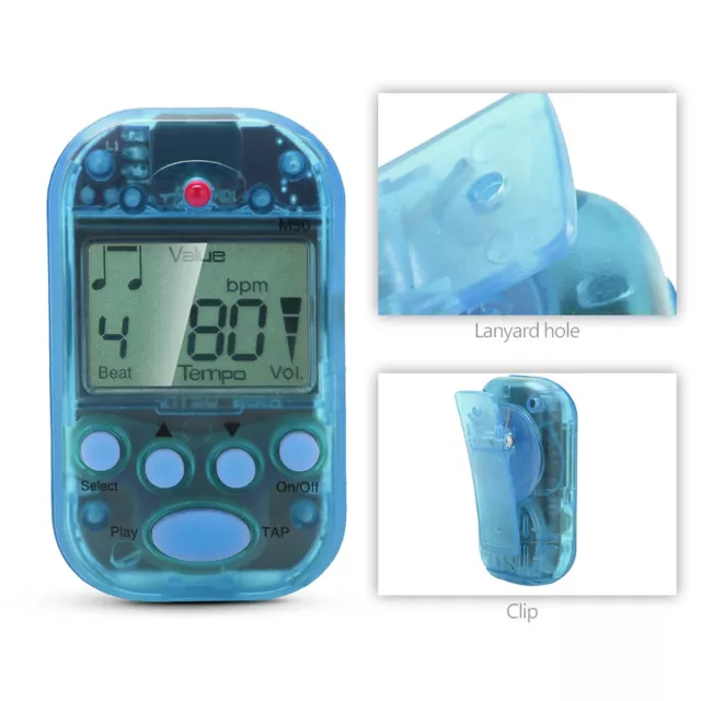 (Blue)Meideal Mini LCD Digital M50 Metronome Beat Tempo Guitar Music Accessory W