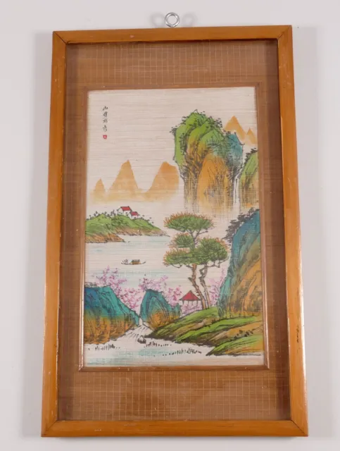 China auf Bambus gemalt Malerische Landschaft Kwangtung Art ans Craft