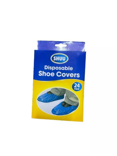 24 Shoe Protector Covers Waterproof Reusable Disposable Overshoes Blue Foot