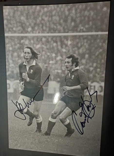 jpr williams gareth edwards wales both running during match signed 12x8 photo