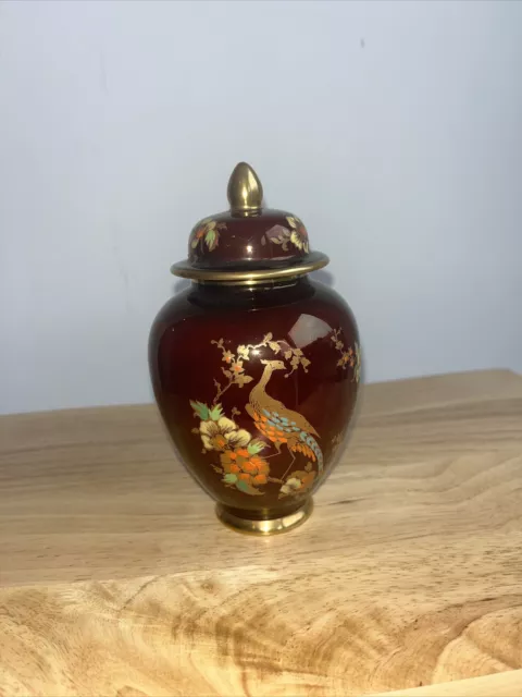 Carlton Ware Rouge Royale Red Pheasant Pattern Ginger Jar Vase