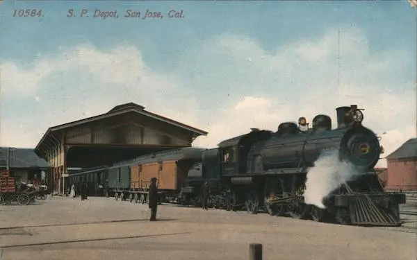 San Jose,CA S.P. Depot Santa Clara County California The Acmegraph Co. Postcard