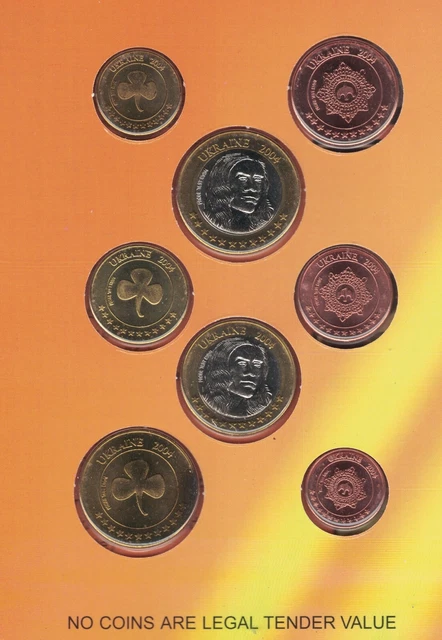Ukraine 8 Dif Unc Set 1 Cent - 2 Euro 2004 Year Pattern Essai Prova