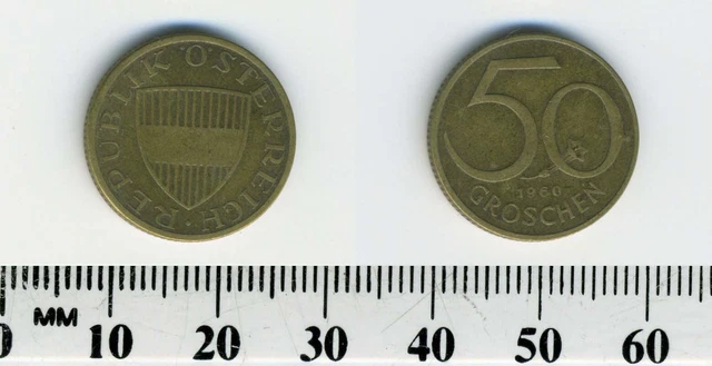 Austria 1960 - 50 Groschen Aluminum-Bronze Coin - Austrian shield - #1 11