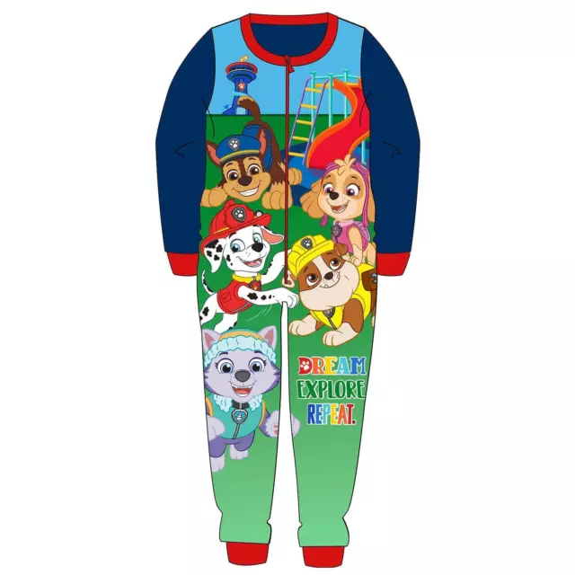 Kids Fleece All in One Boys Girls Character Childrens Pyjamas Age 1-10 Years 3