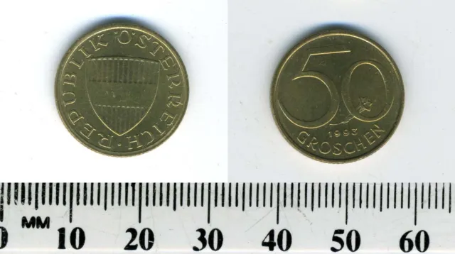 Austria 1993 - 50 Groschen Aluminum-Bronze Coin - Austrian Shield
