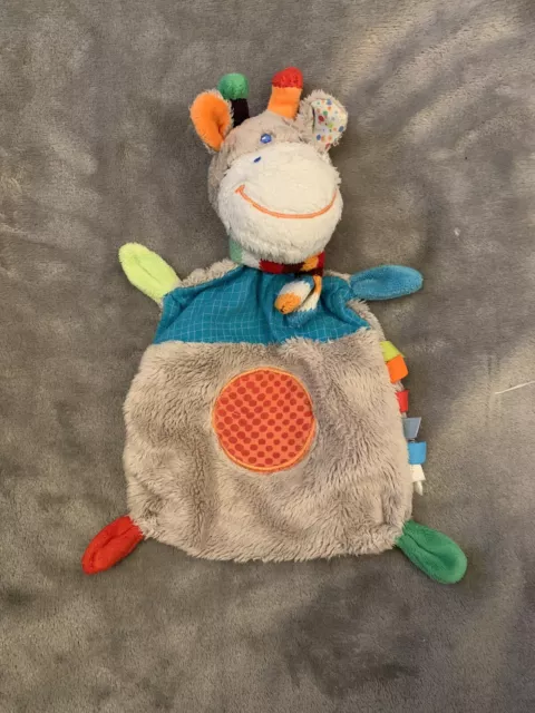 0/ Doudou Nicotoy collection Zoé doudou girafe gris bleu vert rouge orange