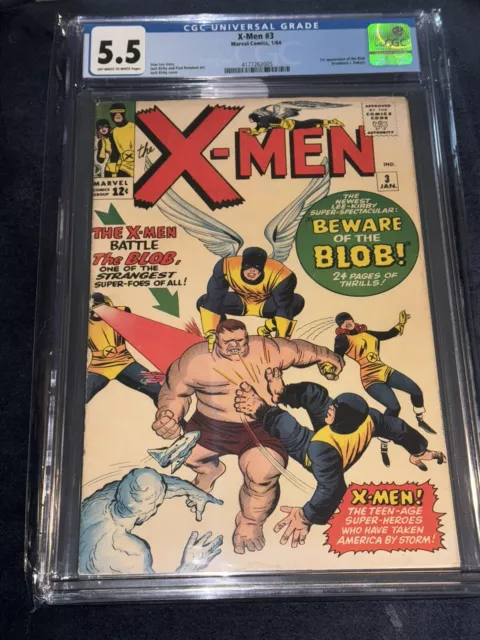 X-Men #3 CGC 5.5 OW/W Marvel 1964  1st Appearance Blob Kirby Cover