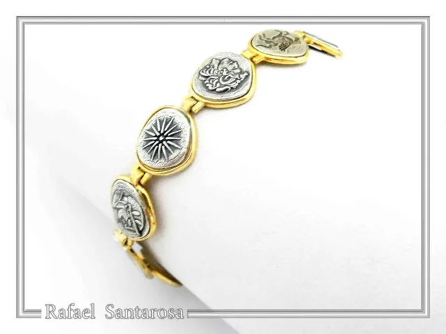 Charm-Armband aus Sterlingsilber mit griechischen Münzen Athena Vergina...