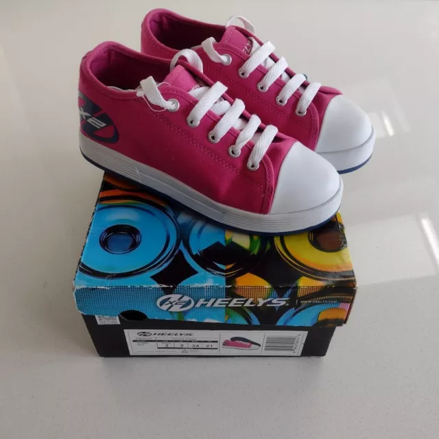 Heelys Fresh X2 Kids Girls Roller Skate Trainer Wheels Size UK 2 Fuchsia Pink