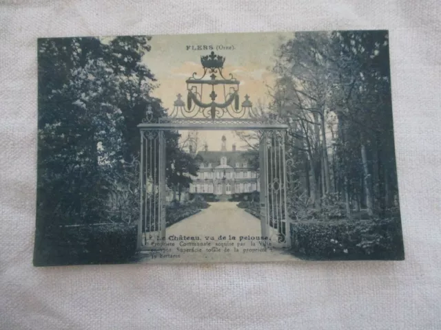 Cpa Orne 61 Flers Le Chateau Vu De La Pelouse