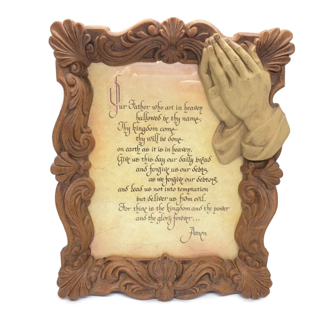 VINTAGE HOME INTERIOR The Lord's Prayer Framed Wall Hanging Praying