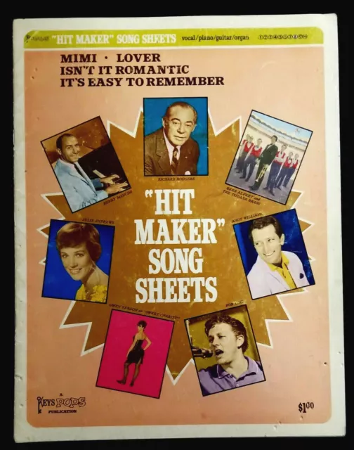 "Hit Maker" Song Sheets Mimi, Lover, Isnt' It Romantic, It's Easy to Remember