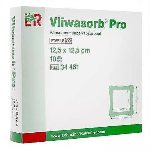 Vliwasorb Pro 12.5cm x 12.5cm Superabsorbant Pansement 32641 (x10)