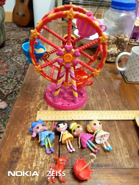 4x Lalaloopsy MINI DOLLS + Spinning FERRIS WHEEL + Umbrella Pet MGA Toys LOT