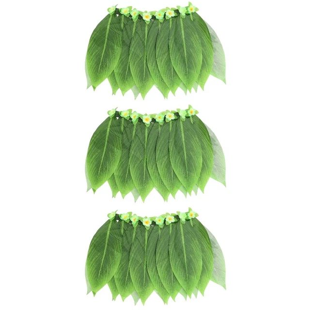 3 Pack Luau Party Supplies Leaf Skirt Hawaiian Decor Green Leaves Decor Aldult 11