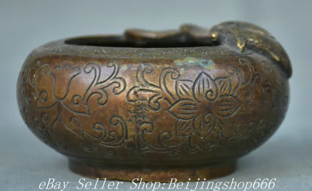 4.2" Marked Old Chinese Bronze Dynasty Palace Double Fish Lotus Jar Pot