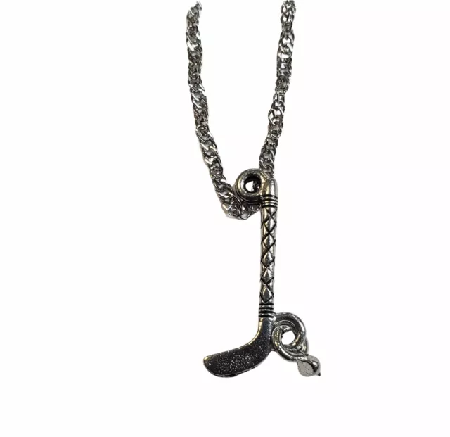 Hockey Stick and Puck Charm Necklace - Hockey Necklace - Sports - Hockey Mom - H