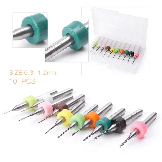10Pcs 0.3~1.2 mm PCB Print Circuit Board Carbide CNC Mini Micro Drill Bits Tool