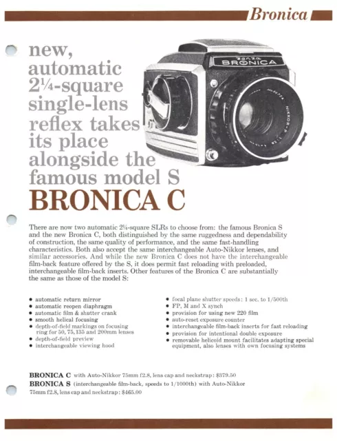 1950s Bronica C Camera Photo Dealer Vintage Print Ad RARE