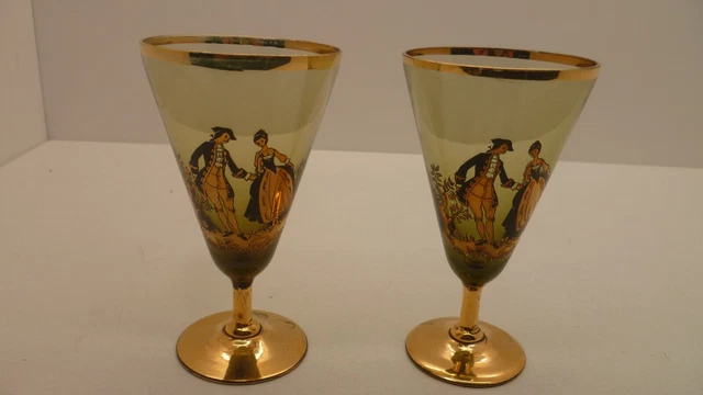 VAL SAINT LAMBERT 2 Anciens Verres Vin Et Aperitif En Cristal Modele