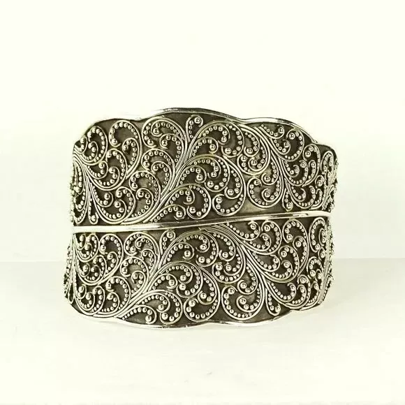 LOIS HILL Sterling Silver Granulated Swirl Design Cuff Bracelet 7" LOIS HILL Sterling Silver Granulated Swirl Design Cuff Bracelet 7"