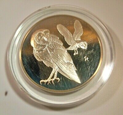 Franklin Mint Roberts Birds 1971 .925 Sterling Silver #25 Barn Owls Proof Coin!