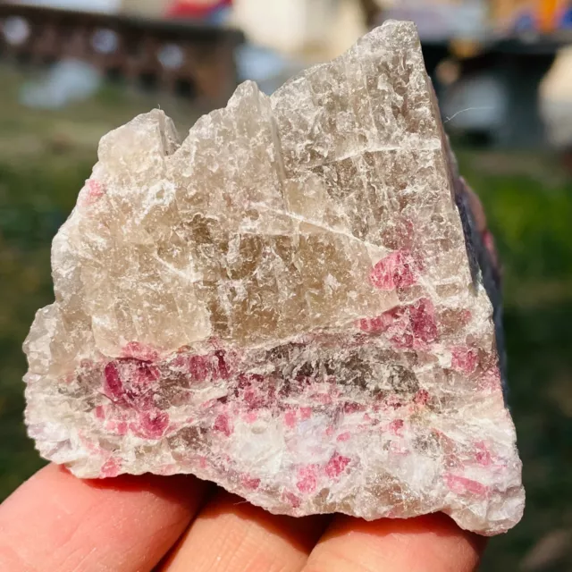 140g Natural Pink Tourmaline Smoky Quartz Crystal Gemstone Rough Specimen