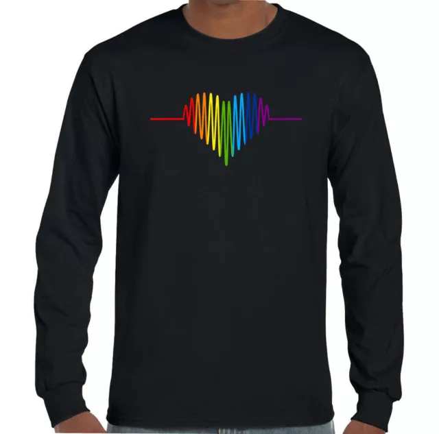 T-shirt LGBT Gay Pulse Heart da uomo Pride colori arcobaleno outfit maglietta abbigliamento