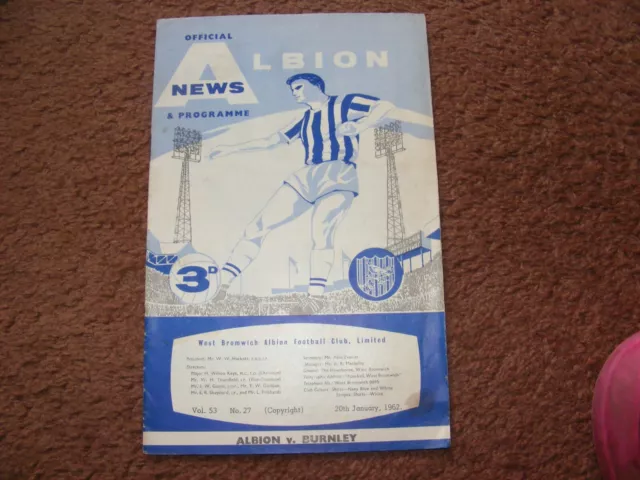 1961 1962 West Bromwich Albion v Burnley  WBA