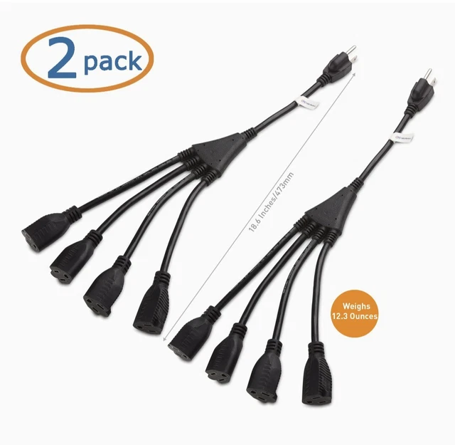 Cable Matters paquete de 2 4 salidas cable divisor de alimentación (divisor/salida de cable de alimentación)