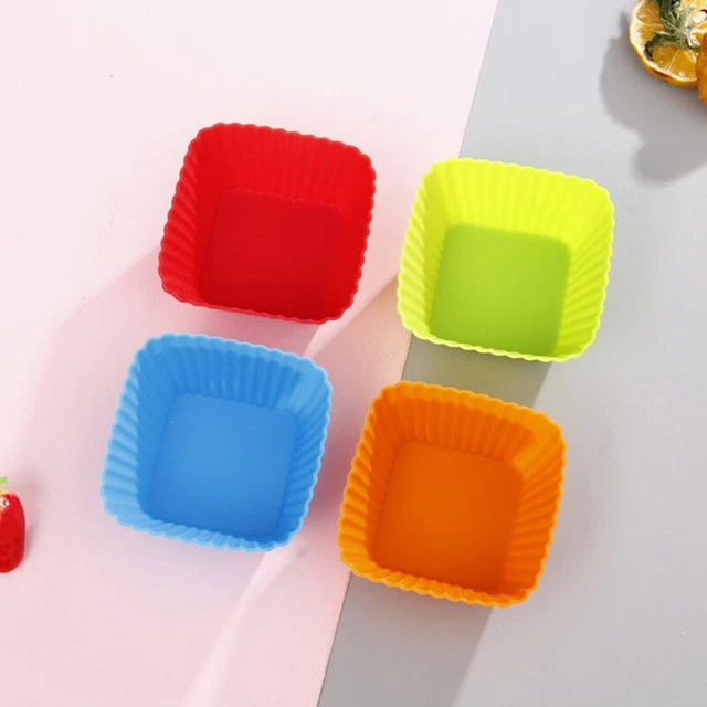 6pcs Multi-color Silicone Cup Cake muffin Cupcake Liners Mold Baking Mould To  q