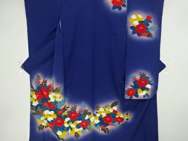 98165# Japanese Kimono / Antique Furisode / Floral Plants