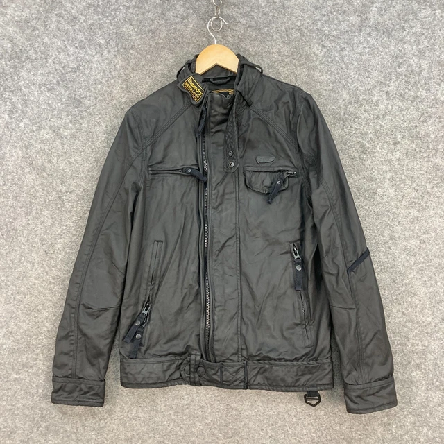Superdry Jacket Mens Size M Medium Slim Black Double Zip Long Sleeve A3207