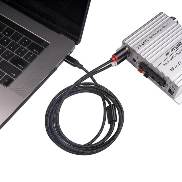 Easy to Use USB C to 2RCA Male Audio Cable Adapter for TV Home Theater 2M