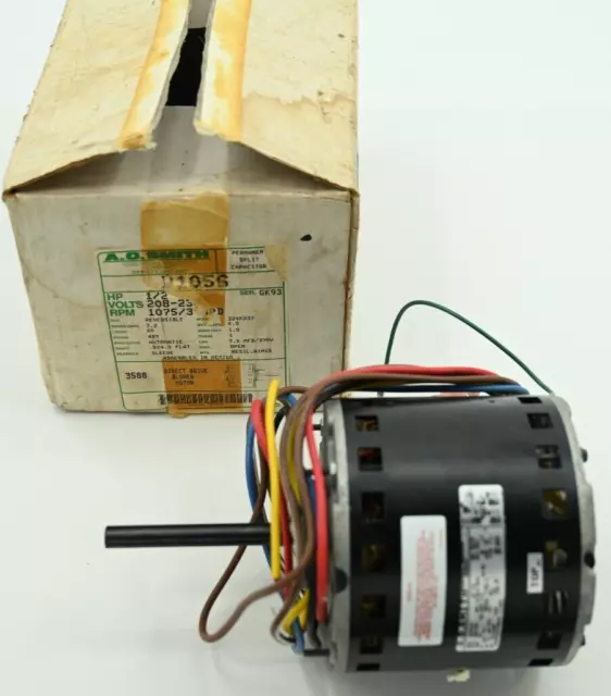 A.O. Smith Blower Motor D1056 GK93 1/2 HP 1075 RPM 208-230 V