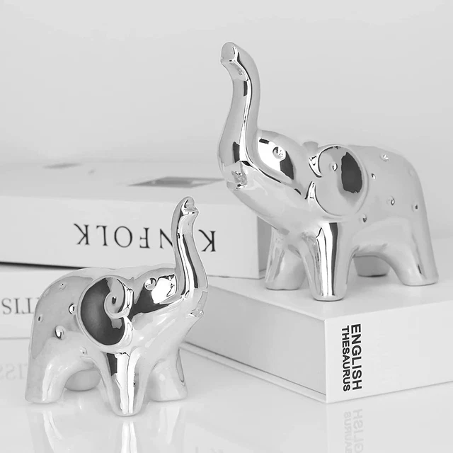 a Pair Elephant Statue Home Decor, Modern Style Elephant Figurines Decorations,