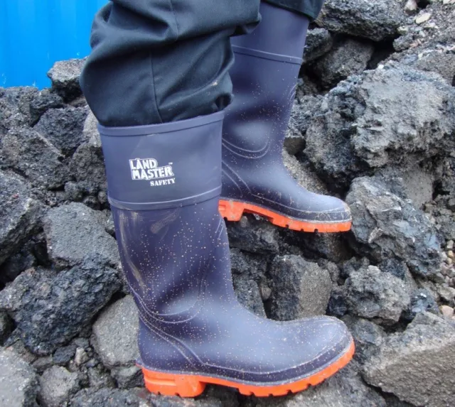 DICKIES LANDMASTER SAFETY WELLY BOOTS Steel Toe Cap Work Site Wellies In Blue 2