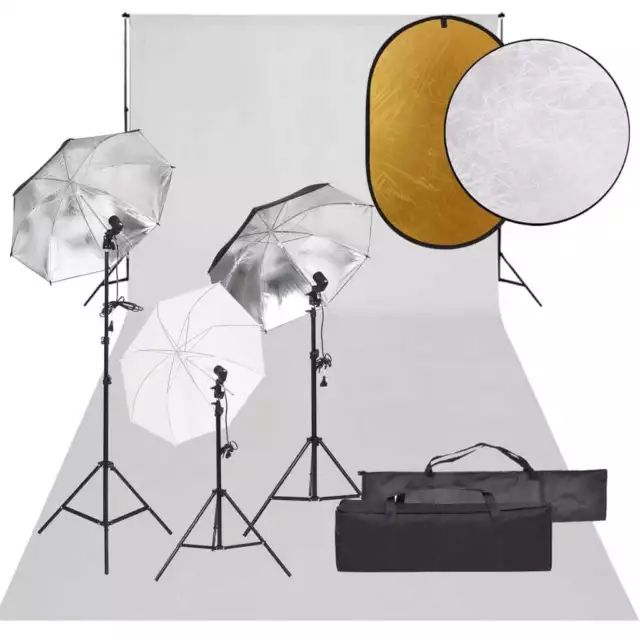 Kit de studio photo avec éclairage toile de fond et réflecteur vidaXL