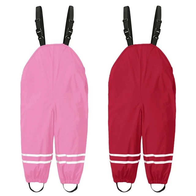 Kids Boys Girls Rain Dungarees Pants Windproof Waterproof Mud Jumpsuit Clothes