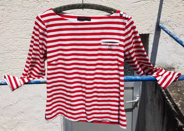 rot-weiß gestreiftes Shirt von Perri Cutten Gr. M 38 mit Zierknöpfen TOP Marine