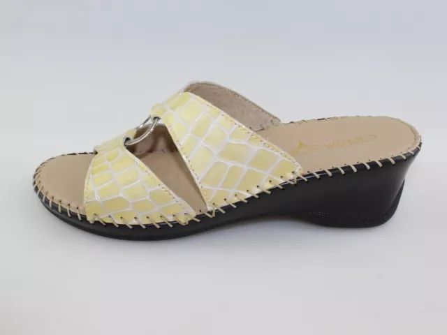 chaussures femme CINZIA SOFT 36 EU sandales beige cuir brillant jaune DF513