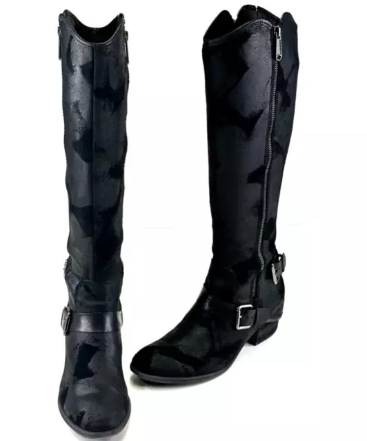 DONALD J PLINER Thigh High Black Crepe Elastic Over Knee Boots