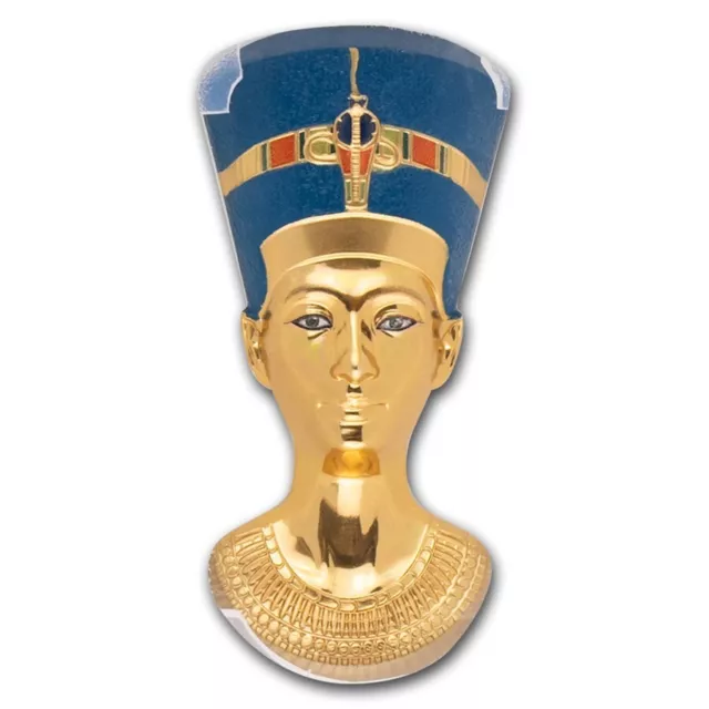 2019 ~ Nefertiti Bust ~ Gold Gilt ~ 3 Oz. 999 Silver ~3~D Gem Coin ~ $888.88 Obo